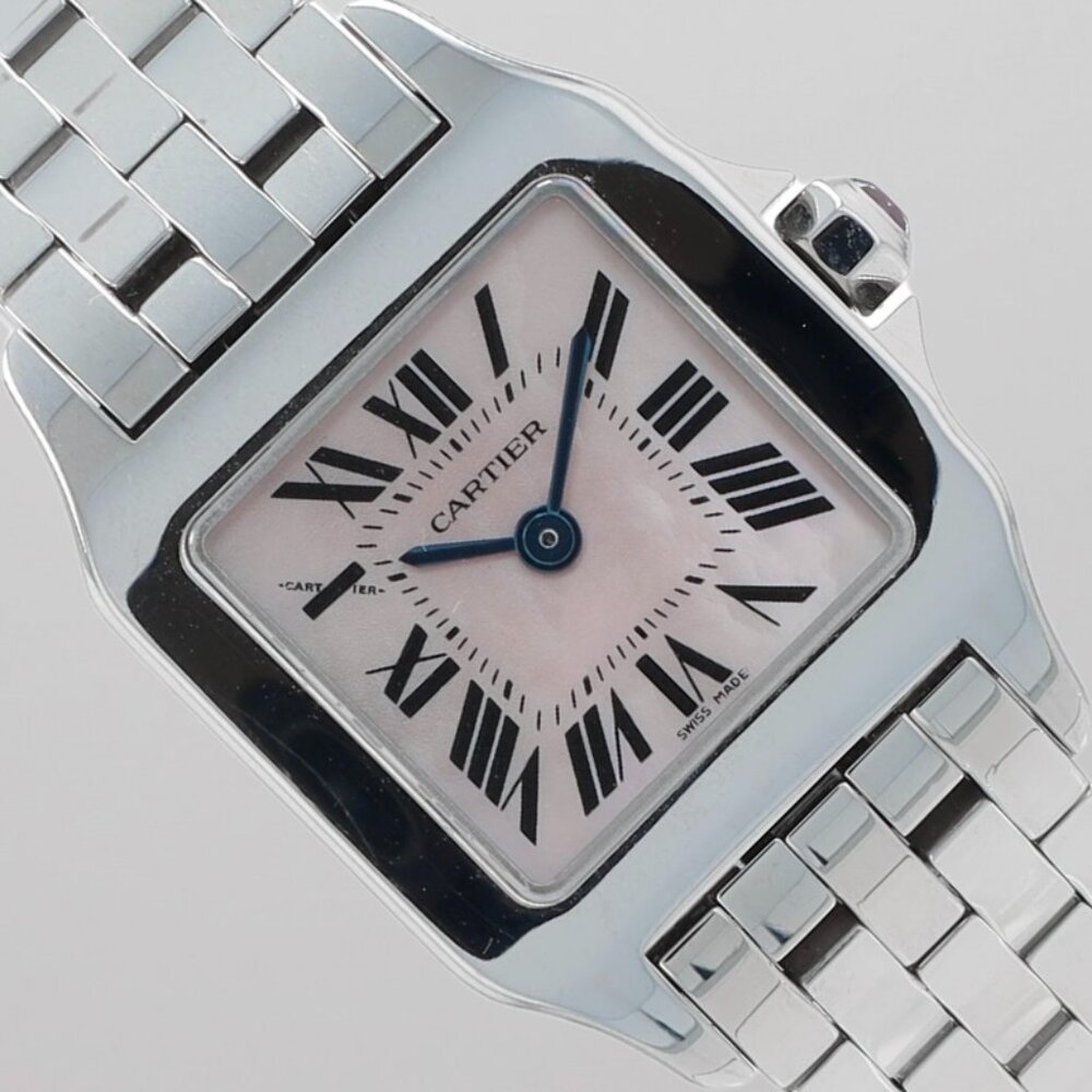 Cartier Santos Demoiselle Quartz Stainless 20mm Pink MOP Dial Ladies Watch 2698